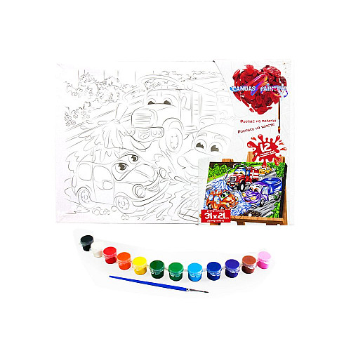 Розпис на холсті Dankotoys Веселі машинки (PX-06-03)