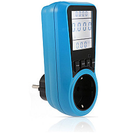 Розетка со счетчиком электроэнергии с подсветкой дисплея Intertek KP-PMB09L Blue