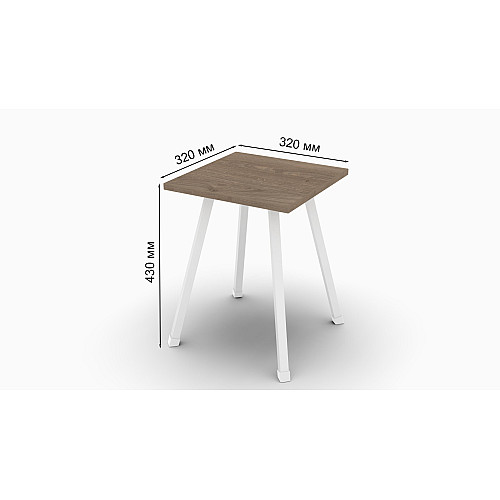 Табурет кухонний Ferrum-decor 430x320x320 Білий метал ДСП Дуб Сонома Трюфель 16 мм (TAB012)