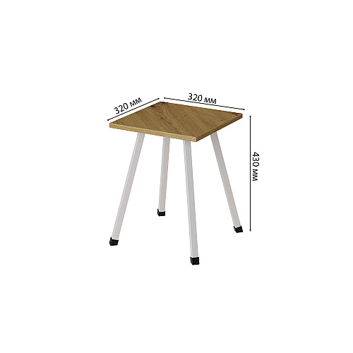 Табурет кухонний Ferrum-decor 430x320x320 Білий метал ДСП Дуб Артізан 16 мм (TAB013)