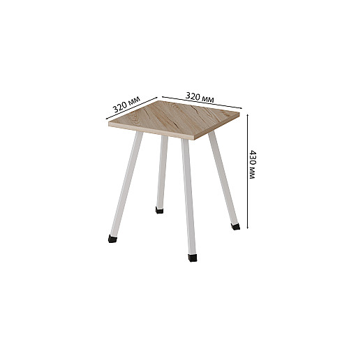 Табурет кухонный Ferrum-decor 430x320x320 Белый металл ДСП Дуб Сан-Марино 16 мм (TAB009)