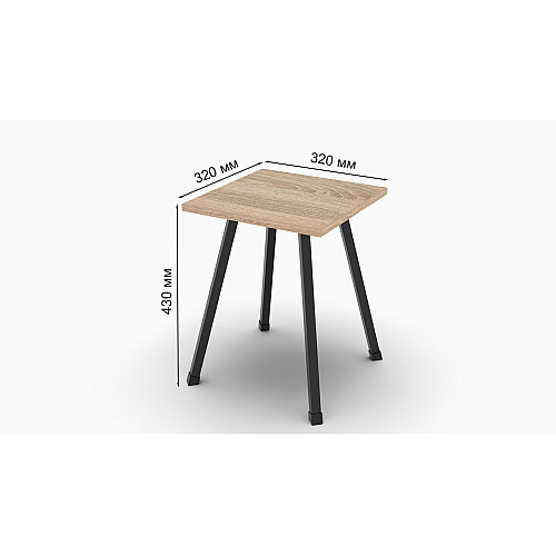 Табурет кухонний Ferrum-decor 430x320x320 Чорний метал ДСП Дуб Сонома 16 мм (TAB004)
