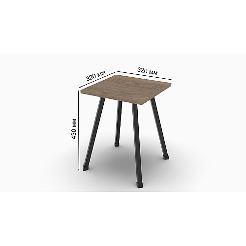 Табурет кухонный Ferrum-decor 430x320x320 Черный металл ДСП Дуб Сонома Трюфель 16 мм (TAB005)