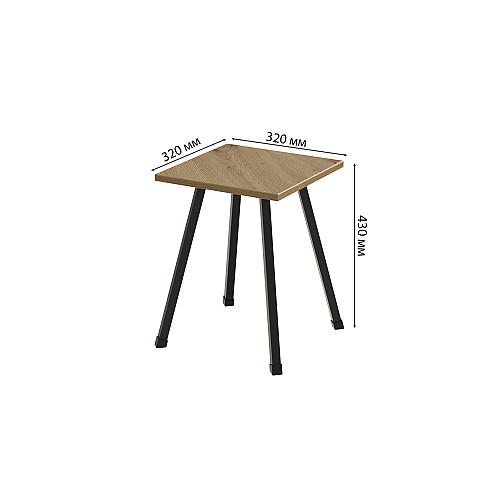 Табурет кухонний Ferrum-decor 430x320x320 Чорний метал ДСП Дуб Артізан 16 мм (TAB006)