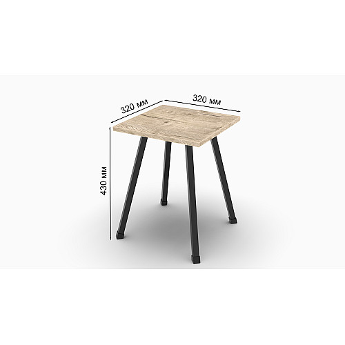 Табурет кухонний Ferrum-decor 430x320x320 Чорний метал ДСП Дуб Сан-Маріно 16 мм (TAB002)