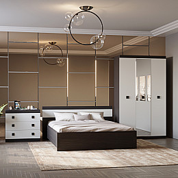 Спальня Соната Еверест Комплект 13 (модульна - 3 елементи) венге темний + білий (EVR-2617)