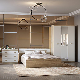 Спальня Соната Еверест Комплект 13 (модульна - 3 елементи) дуб сонома + білий (EVR-2618)