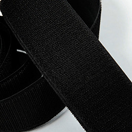 Липучка Велкро текстильная усиленная Студия Комфорта 40мм Черный Крючок (Жесткая часть) 1м