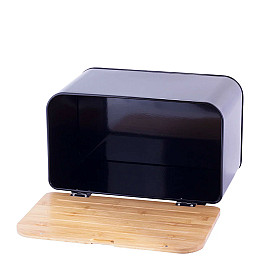 Хлібниця Kamille 35 х 21 х 21 см з бамбука та нержавіючої сталі Чорна KM-1116