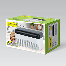 Хлебница металлическая с крышкой белая с черным Maestro MR-1772-S