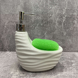 Органайзер для миття з дозатором для миючого засобу 700 мл порцеляновий Interos PJ09007