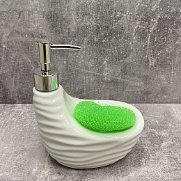 Органайзер для миття з дозатором для миючого засобу 700 мл порцеляновий Interos PJ09007