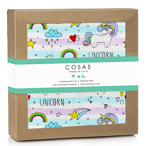 Непромокаємий наматрасник 70х120 см UNICORN & RAINBOW COSAS Фіолетовий