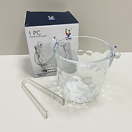 Ведерко для льда стеклянное 800 мл со щипцами Helios BT003