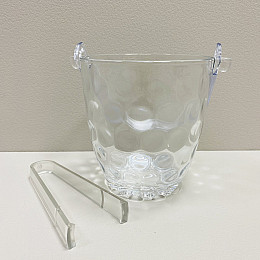 Ведерко для льда стеклянное 800 мл со щипцами Helios BT003