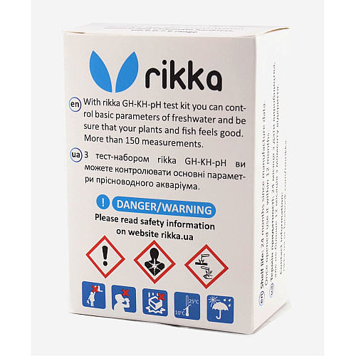 Тест набор для пресной воды Rikka GH KH pH 6-7.6 до 50 измерений (TK-102)
