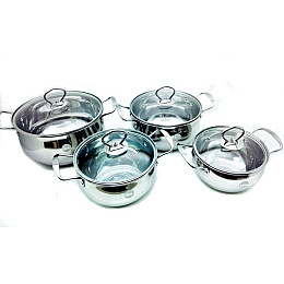 Набор кастрюль с крышками A-plus 2061 4шт Серебристый (005063)