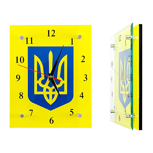 Часы настенные Montre Герб Украины 20x25 см Стекло Тихий ход (18090)