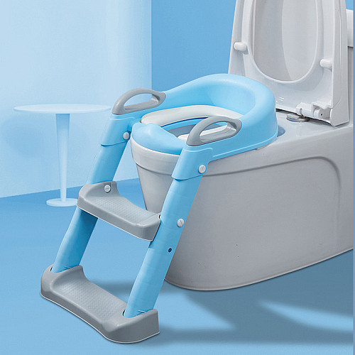 Накладка на унитаз с лесенкой Baby Assistant DA6901 Голубо-серый