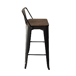 Стул полубарний SDM Толікс Вуд метал/сидіння дерево/висота 76 см матовий Чорний