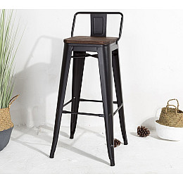 Стул полубарний SDM Толікс Вуд метал/сидіння дерево/висота 76 см матовий Чорний