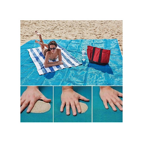Покрывало анти-песок Пляжный коврик Sand Free Mat Голубой
