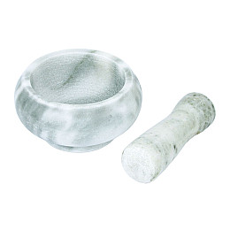 Ступка з пестиком Ручна Робота натуральний камінь 9х9х4,7см Світло-сірий (26852)