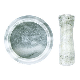 Ступка з пестиком Ручна Робота натуральний камінь 9х9х4,7см Світло-сірий (26852)