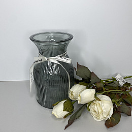 Ваза для квітів скляна 19,5 см Crystal 6841679 сірий