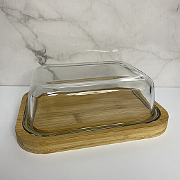 Масленка стеклянная на бамбуковой подставке 18,5*14*7 см Viva Bamboo LB-640