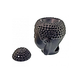 Керамічна аромалампа Amber Будда матова чорна 14х9х9 см