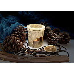 Кам'яна аромалампа для ефірних олій 8.5х7х7.5 см Індія Pashan Kala (527)