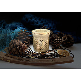 Кам'яна аромалампа для ефірних олій 8.5х7х7.5 см Індія Pashan Kala (527)