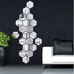 Зеркальная наклейка для декора VigohA Соты 12,7х11см