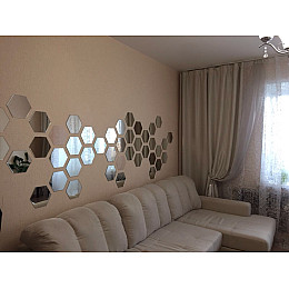 Зеркальная наклейка для декора VigohA Соты 8х7см