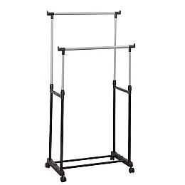 Телескопическая стойка-вешалка для одежды и обуви RIAS Mini Double Pole 140*70*30 см Black (3_04243)