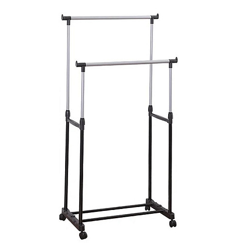 Телескопическая стойка-вешалка для одежды и обуви RIAS Mini Double Pole 140*70*30 см Black (3_04243)