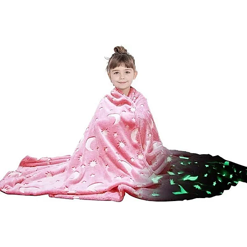 Плед мягкий для детей OPT-TOP Magic Blanket светящийся в темноте со звездами 120x150 см розовый (2064990465)