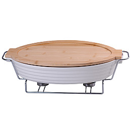 Мармитниця керамічна овальна TS Kitchen 1,8л з бамбуковою кришкою (HP478)