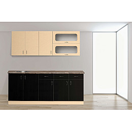 Кухня Грета 2000 МАКСИ МЕБЕЛЬ Кремовый/Черный софт (5102989)