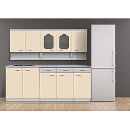 Кухня Валентина NEW ширина 2000 МАКСИ МЕБЕЛЬ Серый/Ваниль (5103003)