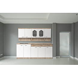 Кухня Валентина NEW ширина 2000 МАКСИ МЕБЕЛЬ Дуб сонома/Белый гладкий (5103004)