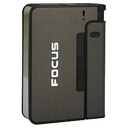 Портсигар Champ на 10 сигарет с зажигалкой FOCUS №XT-4938 Black (do286-hbr)
