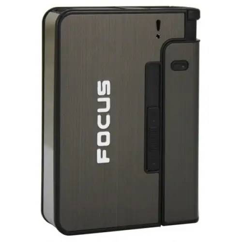 Портсигар Champ на 10 сигарет с зажигалкой FOCUS №XT-4938 Black (do286-hbr)