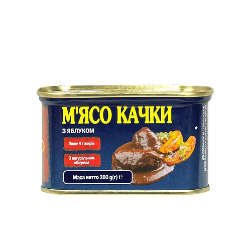 М'ясо качки Zdorovo PowerBanka з яблуком ж/б 200г (POB-PBKACH)