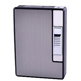 Портсигар на 10 сигарет с зажигалкой FOCUS №HL-150 Gray (10836-hbr)