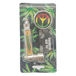 Трубка курильна + гріндер для подрібнення тютюну Lighter HL-YD-305 Конопля Silver Gold (10916-hbr)