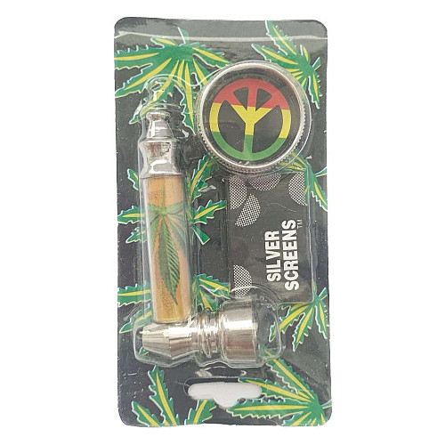 Трубка курильна + гріндер для подрібнення тютюну Lighter HL-YD-305 Конопля Silver Gold (10916-hbr)