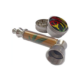 Трубка курительная + гриндер для измельчения табака Lighter HL-YD-305 Конопля Silver Gold (10916-hbr)