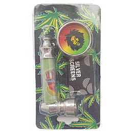 Трубка курительная и гриндер для измельчения табака Lighter HL-YD-305 Bob Marley Зеленый (10917-hbr)